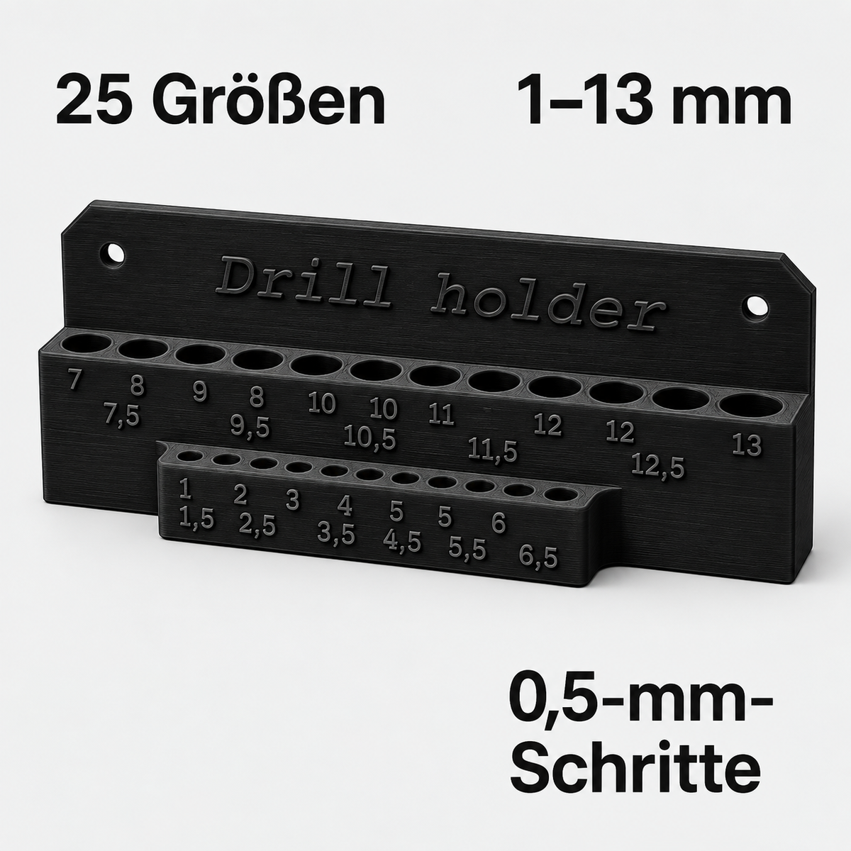 StrikeForge Bohrerhalter 1–13 mm für die Wand – 25 Aufnahmen