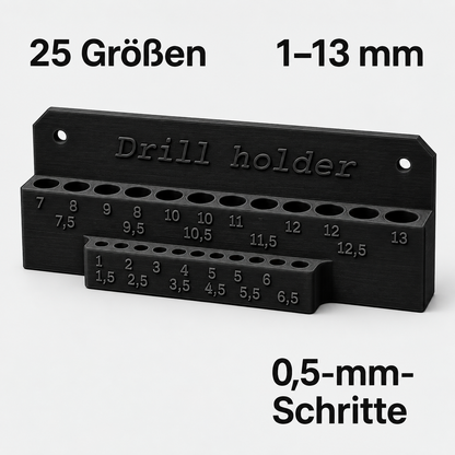 StrikeForge Bohrerhalter 1–13 mm für die Wand – 25 Aufnahmen