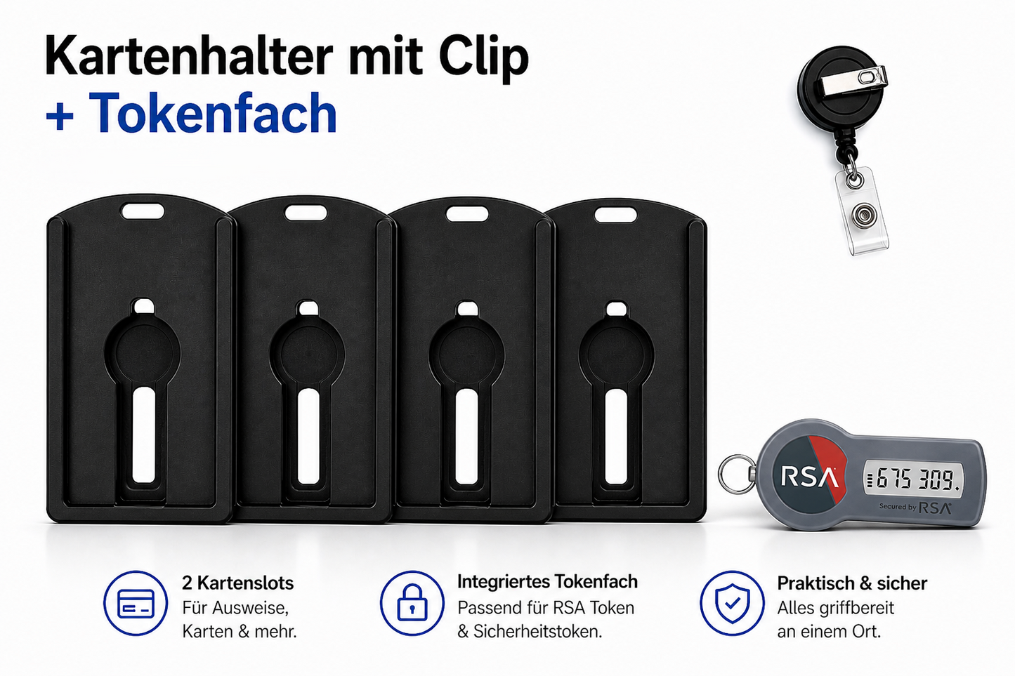 Ausweishalter mit Clip & Tokenfach
