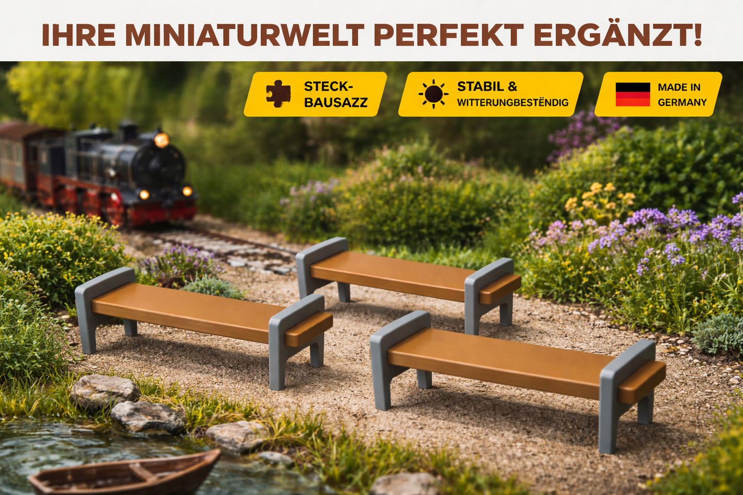 3er-Set Parkbänke für Spur G