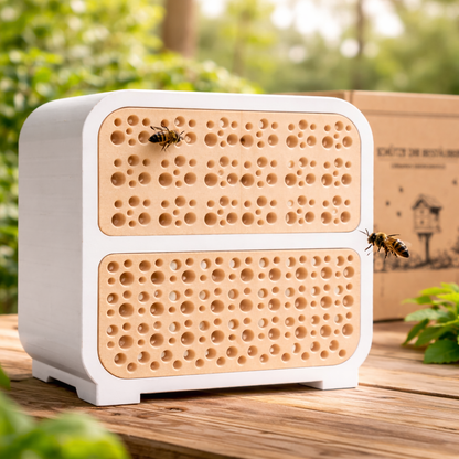 Bienenhotel für Wildbienen mit 2 Nistmodulen