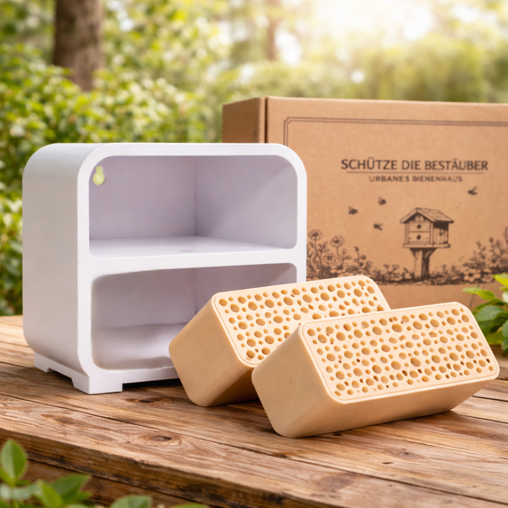 Bienenhotel für Wildbienen mit 2 Nistmodulen