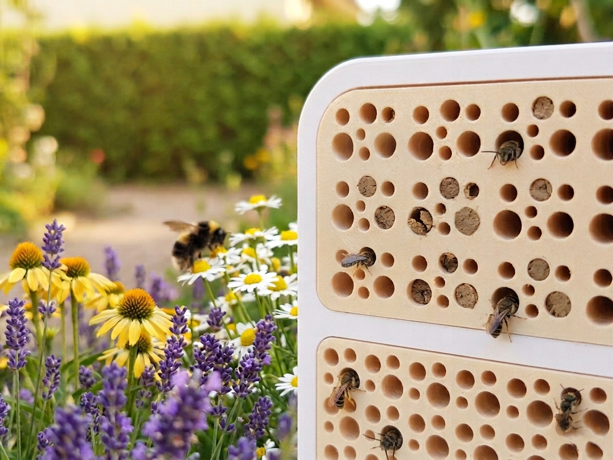 Bienenhotel für Wildbienen mit 2 Nistmodulen