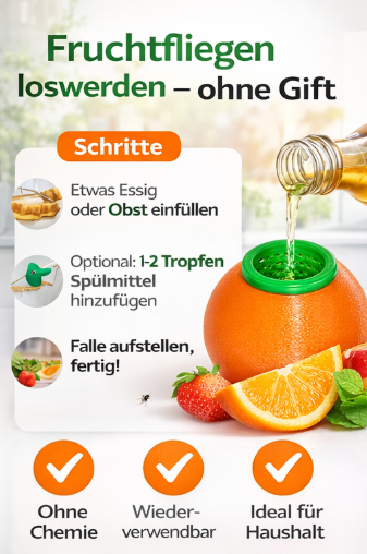 Fruchtfliegenfalle in Fruchtform
