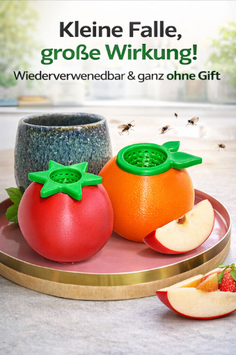 Fruchtfliegenfalle in Fruchtform
