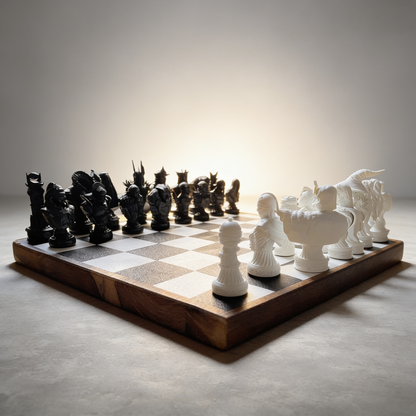 Handgefertigtes Fantasy-Schachspiel 50 × 50 cm