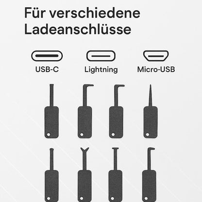 8-teiliges Ladebuchsen-Reinigungsset mit Schlüsselring